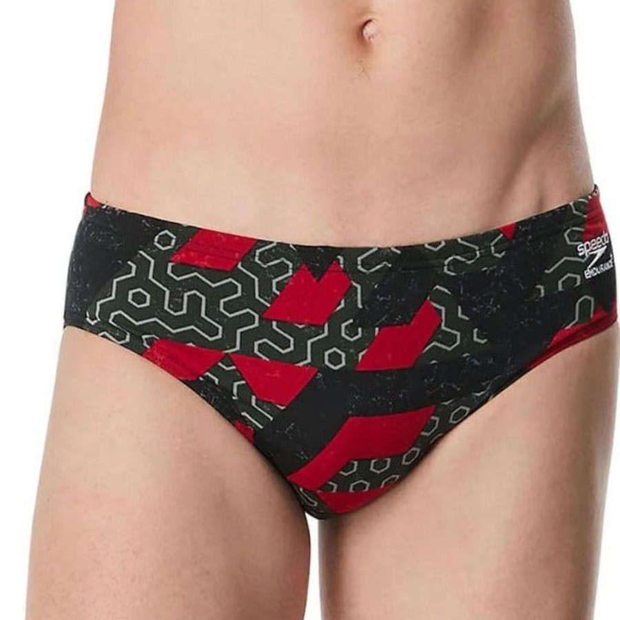 Mens Speedo | Speedo Men'S Brief Ruse Blocks-Red (Size 26)