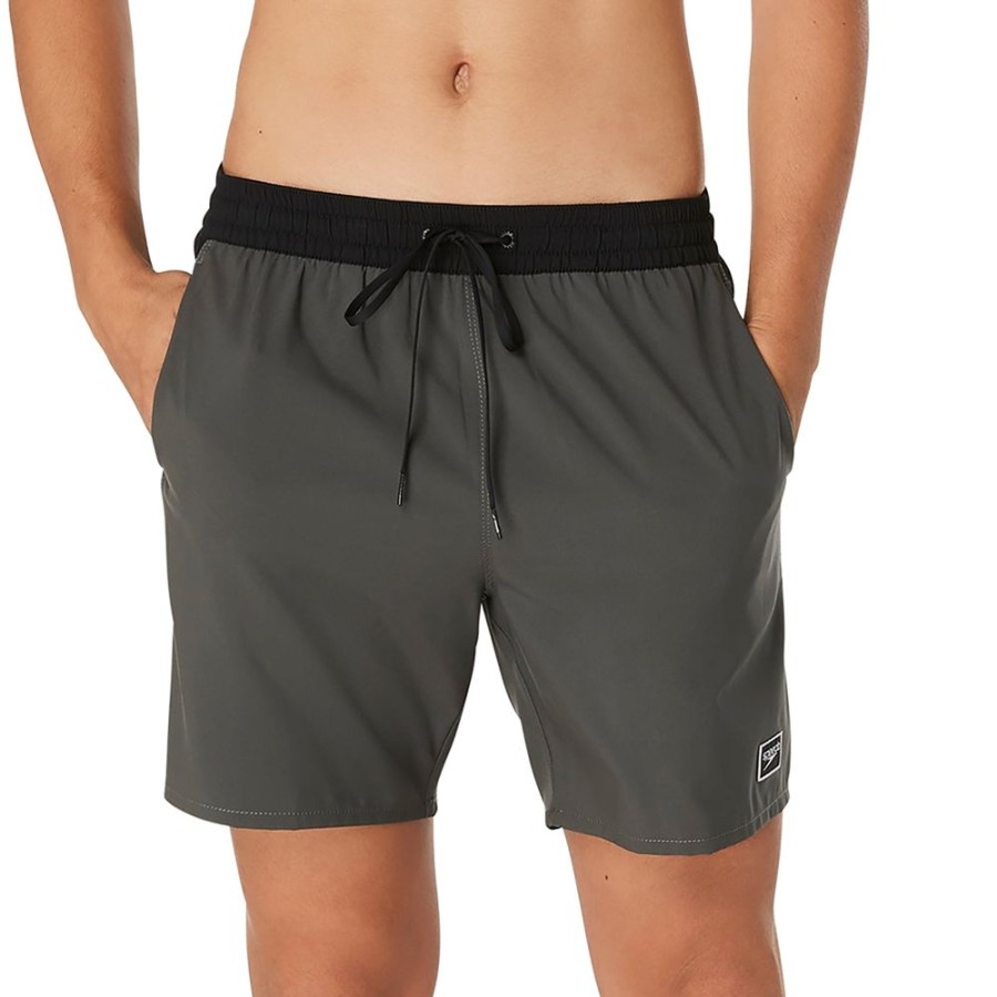 Mens Speedo | Speedo Solid Seaside Volley 17" Swim Shorts-Charcoal