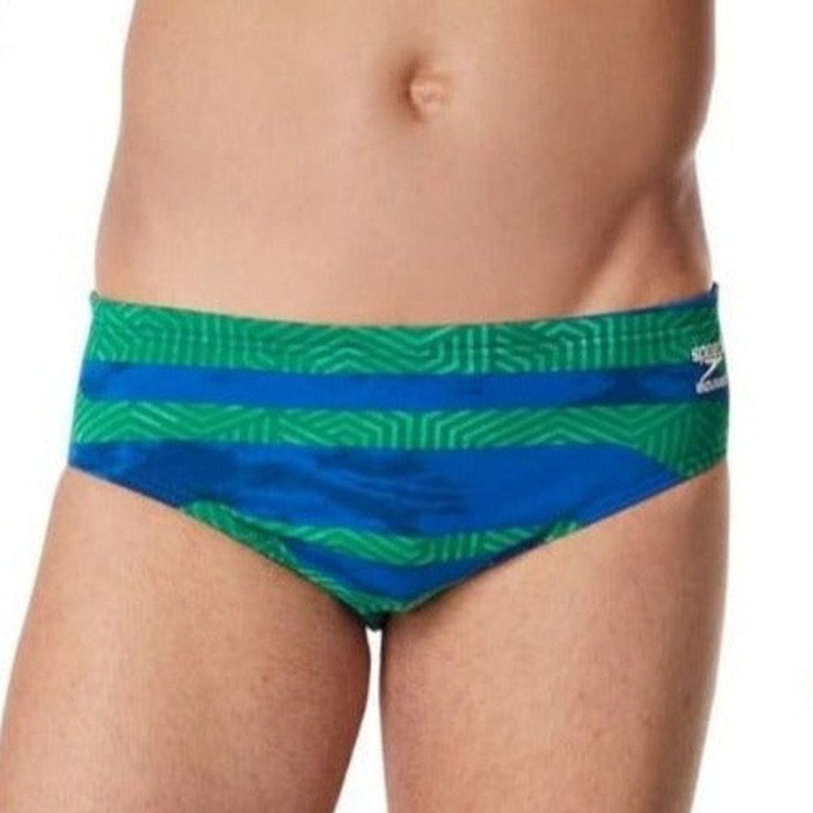 Mens Speedo | Speedo Men'S Brief Contort Stripes-Blue Green