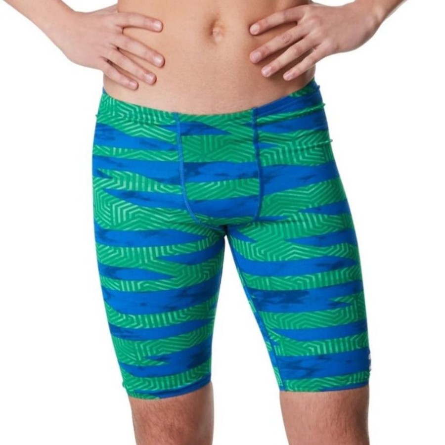 Mens Speedo | Speedo Men'S Contort Stripes Jammer-Blue Green